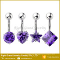 316L acier chirurgical bleu zircon cubique nombril Belly Ring